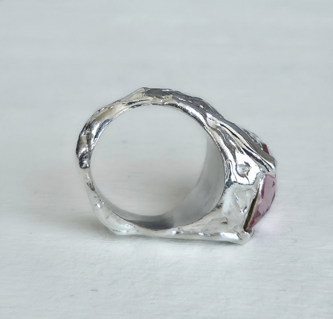 Talla 10: Anillo de plata estilo rústico con cristal austriaco auténtico