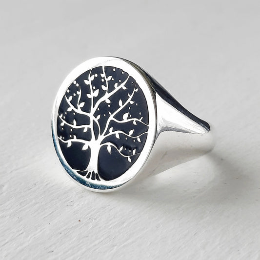 Anillo de sello con diseño árbol de la vida TALLA 18