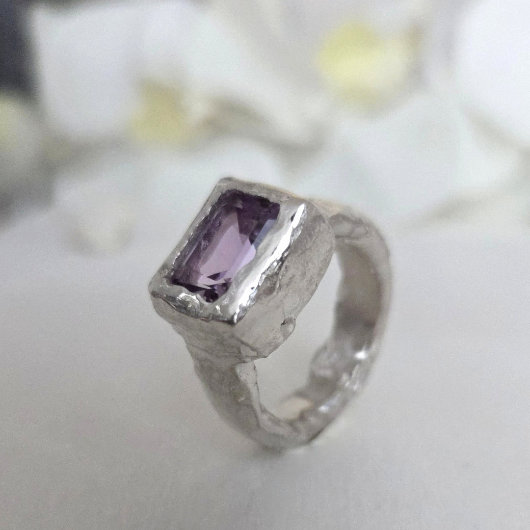 anillo plata 950 diseño fundido