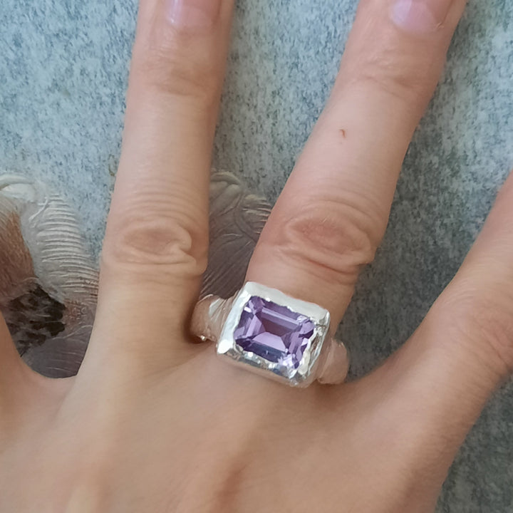 anillo de plata 950 texturado grande