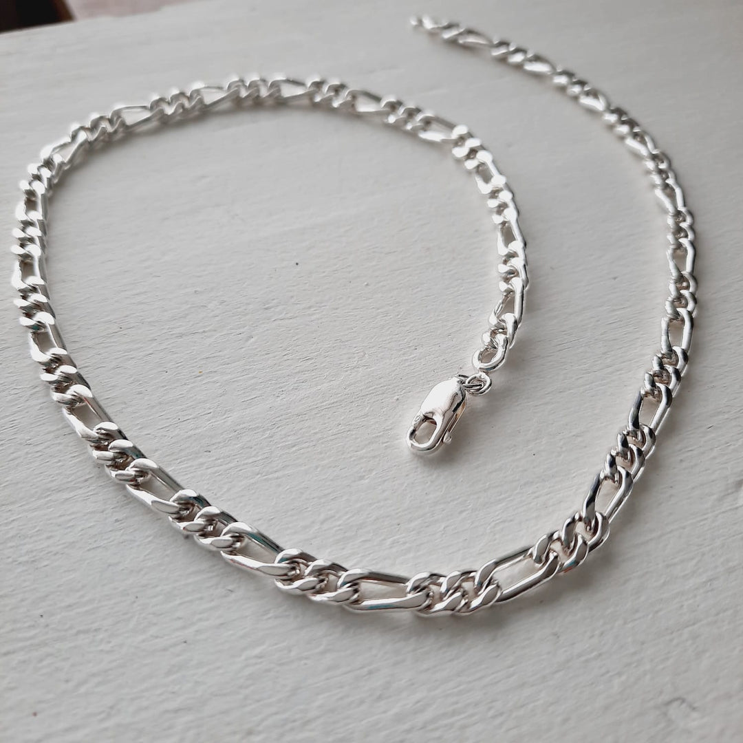 Cadena de plata 950 tipo Cartier estilo fígaro hecha a mano para hombre