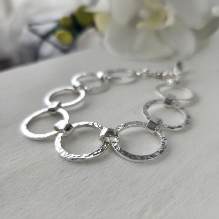 Pulsera argollas de plata para mujer
