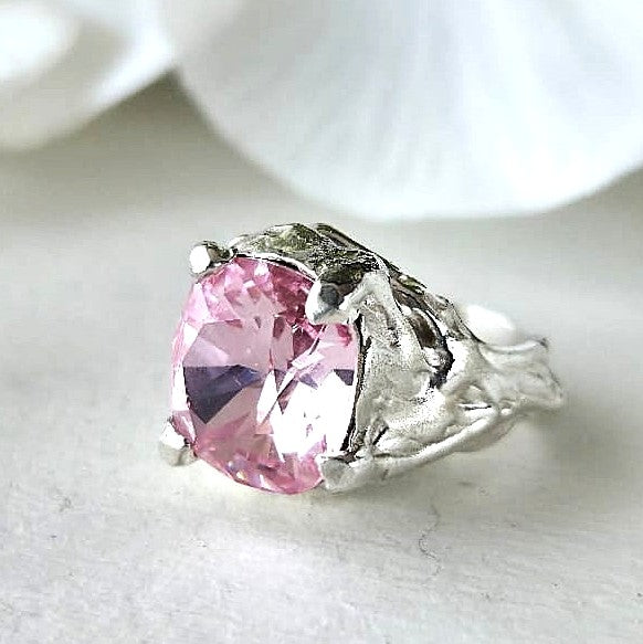 Anillo de plata estilo rústico personalizado para mujer