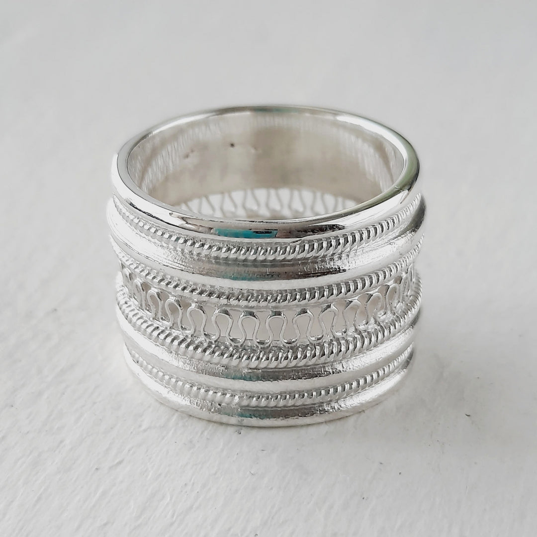 Anillo de plata 950 estilo boho para mujer
