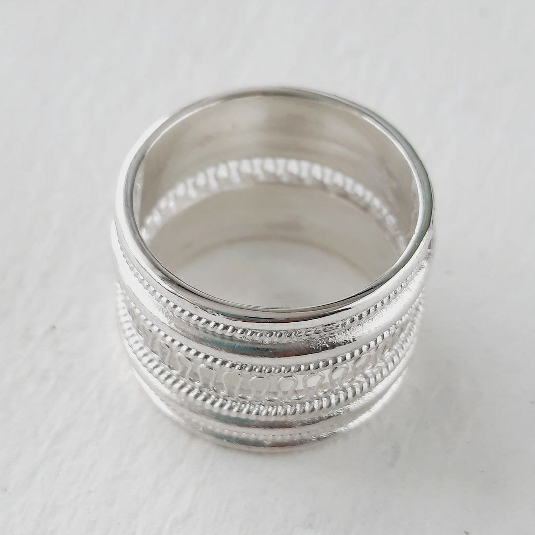 Anillo de plata ancho para mujer