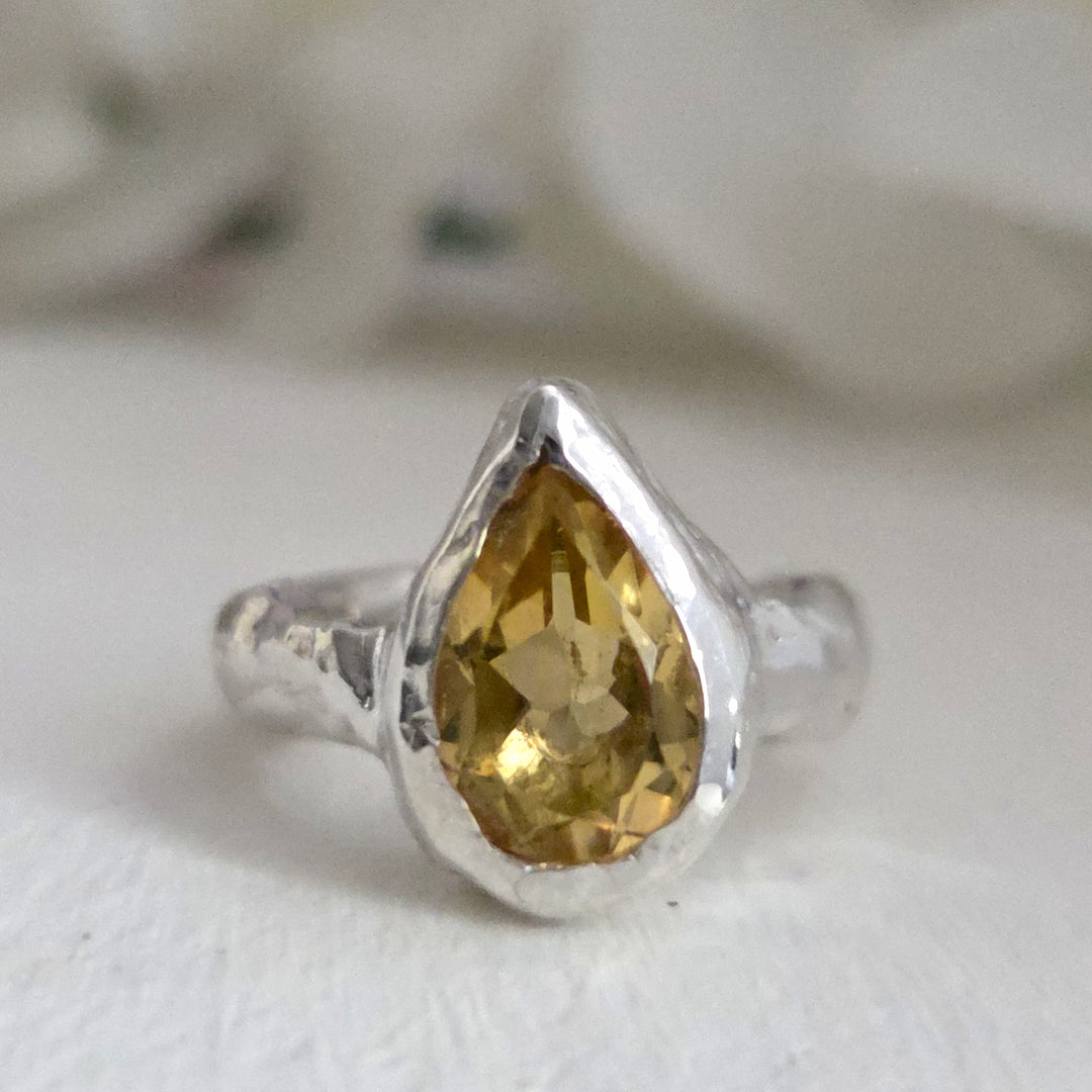 anillo plata mujer con citrino gota