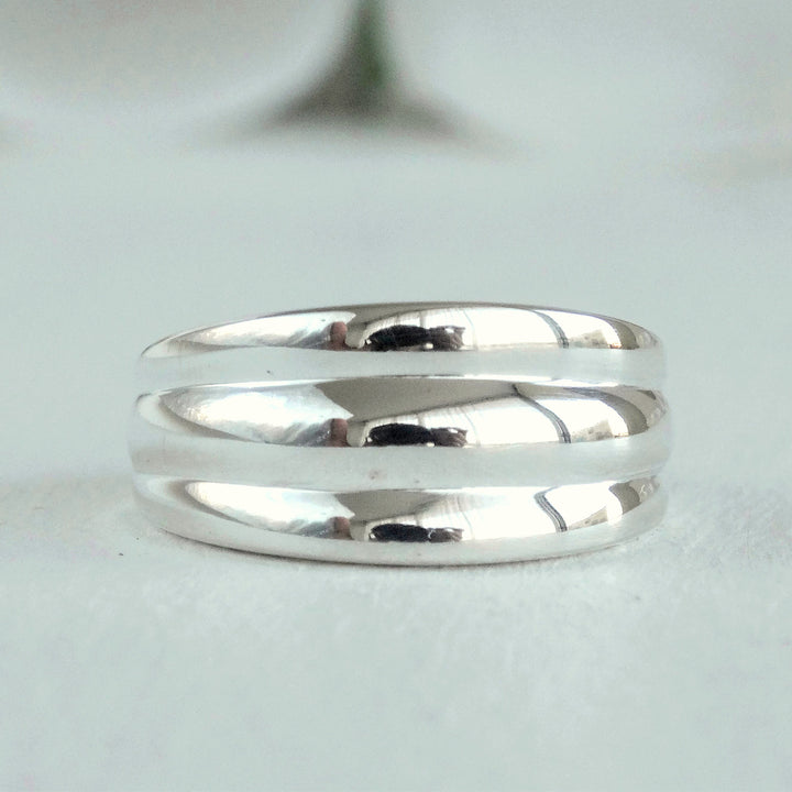 anillo plata 950 mujer ancho y elegante
