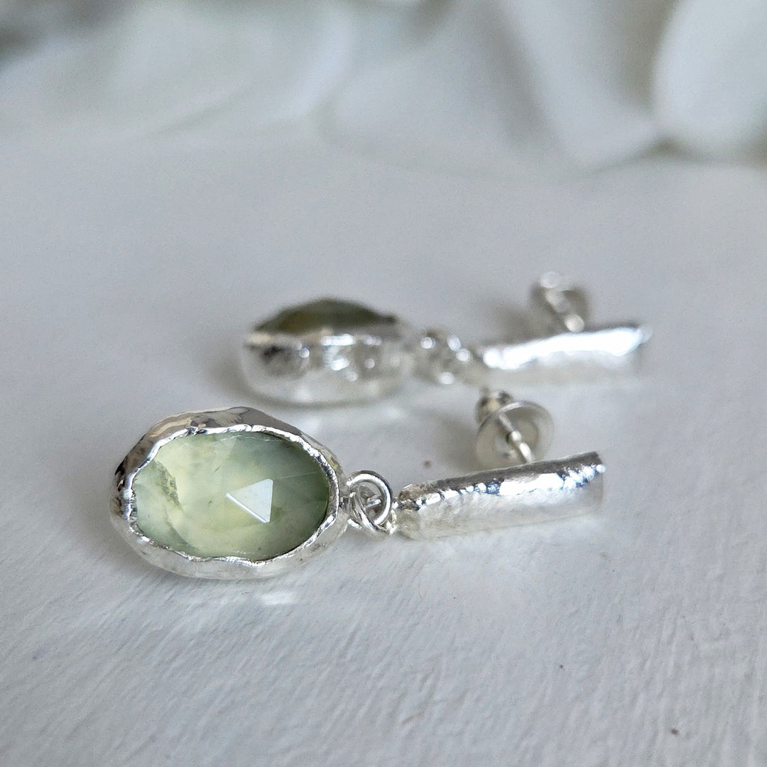 pendientes piedra verde plata 950