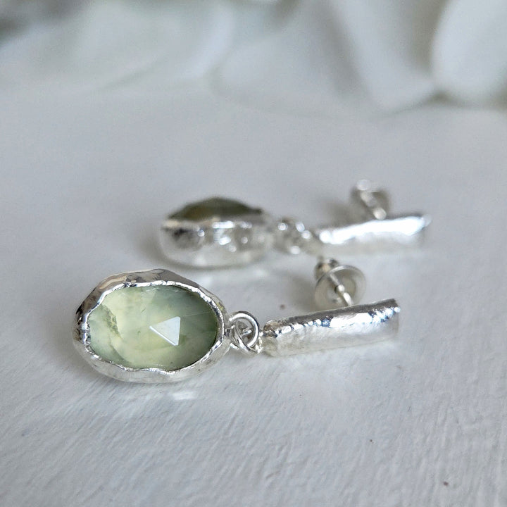 pendientes piedra verde plata 950