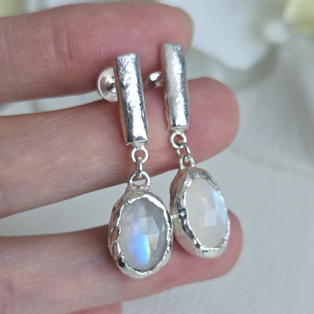 aros piedra luna plata 950 colgantes
