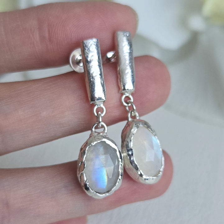 aros piedra luna plata 950 colgantes
