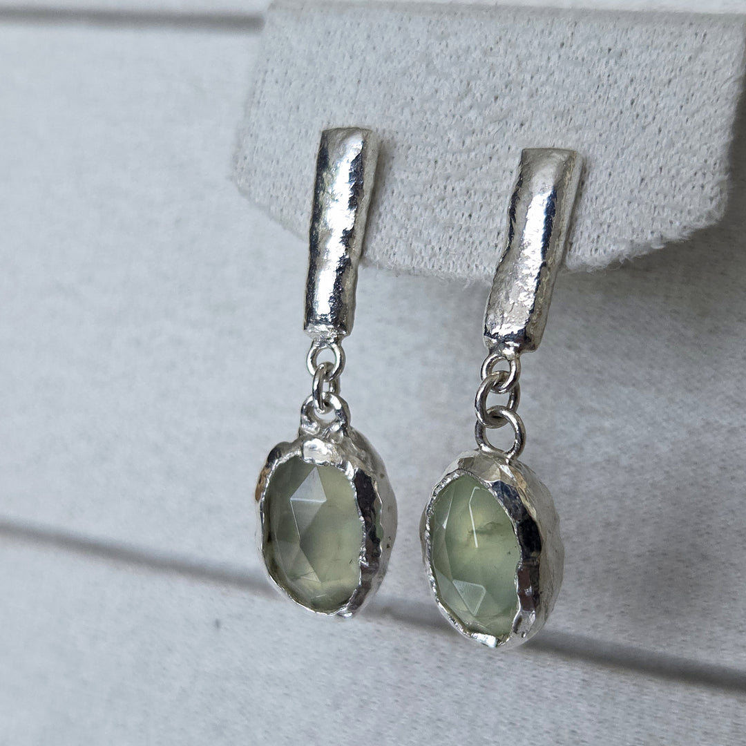 aros de plata mujer con piedra verde