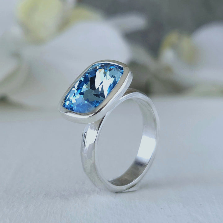 Anillo Plata 950 con Piedra Azul | Diseño de Autor